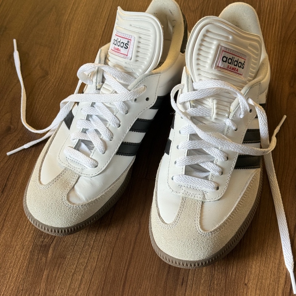 Adidas Samba White and Black Leather Sneakers